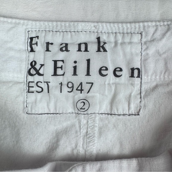 Frank & Eileen Kinsale Cotton Linen Pant White Size 2 Classic Minimalist Trouser - Picture 10 of 10